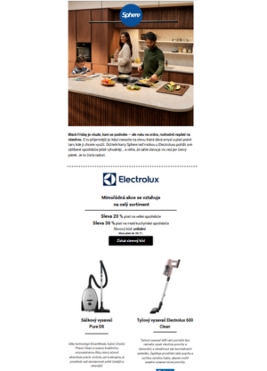 Získejte exkluzivní slevu až 30 % na Electrolux.cz se Sphere!